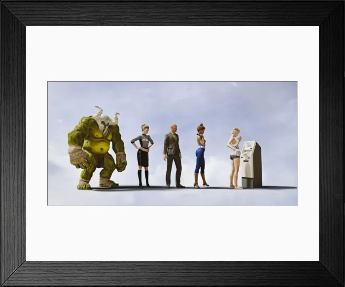 Framed Print : animals, atm, banking, bizarre, cash machine, cloud, color image, concept, convenience