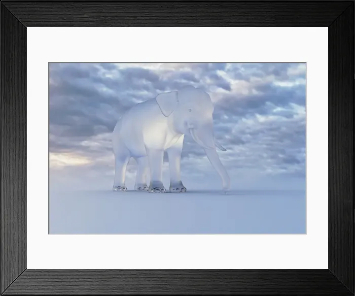 Framed Print : animals, cloud, color image, copy space, elephant, glass, horizontal, low angle view Framed Print : animals, cloud, color image, copy space, elephant, glass, horizontal, low angle view