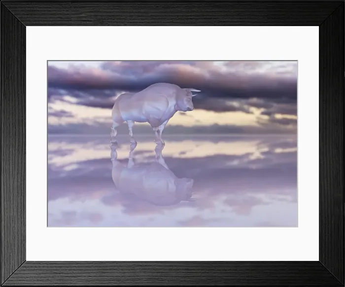 Framed Print : animals, bull, cloud, color image, copy space, glass, horizontal, livestock, low angle view Framed Print : animals, bull, cloud, color image, copy space, glass, horizontal, livestock, low angle view