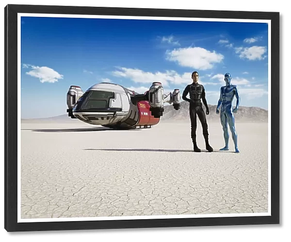 alien, android, arrival, cloud, color image, concept, copy space, cyborg, day, desert