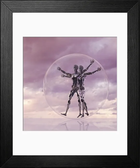 Framed Print : android, arms outstretched, bubble, cloud, color image, concept, copy space, day