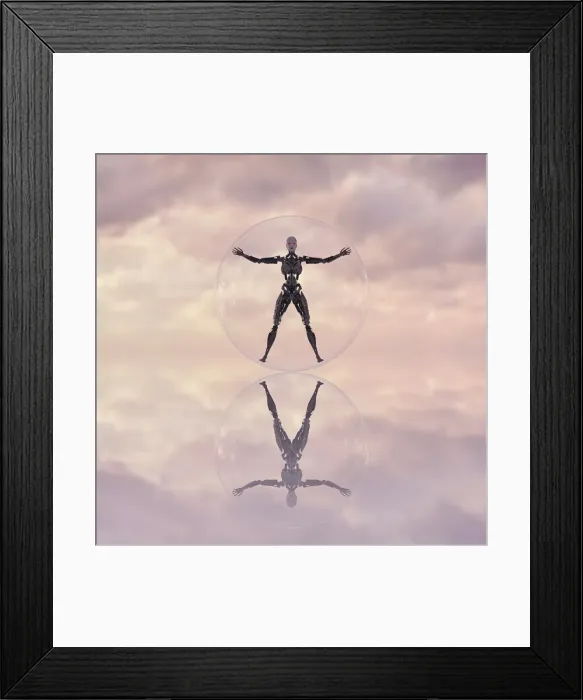 Framed Print : android, arms outstretched, bubble, cloud, color image, concept, copy space, day