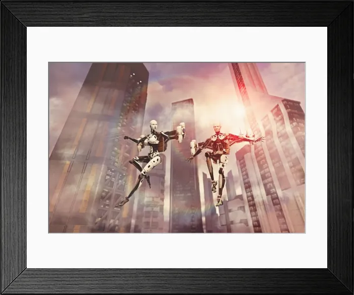 Framed Print : android, city, color image, concept, digital composite, digitally generated, energy Framed Print : android, city, color image, concept, digital composite, digitally generated, energy