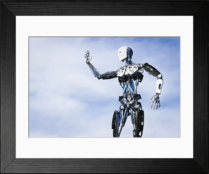 Framed Print : android, arm outstretched, cloud, color image, concept, copy space, day, digital composite