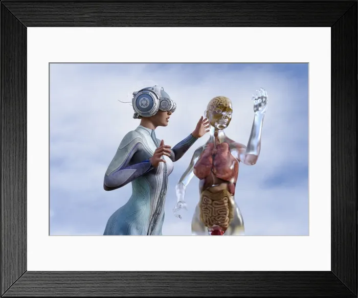 Framed Print : android, ar, augmented reality, body, brain, cloud, colon, color image, concept, copy space