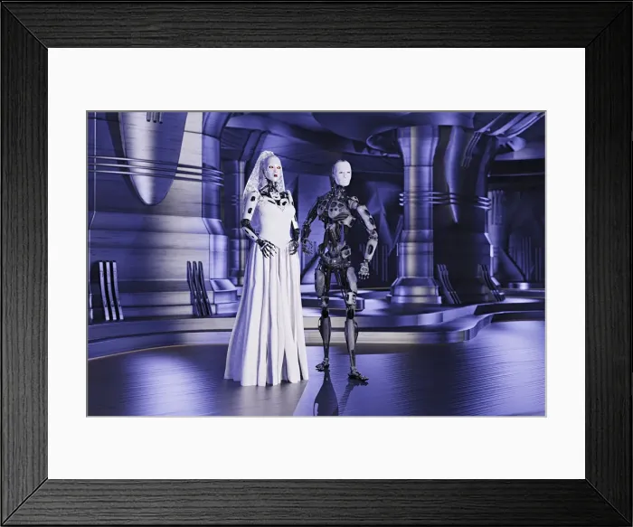 Framed Print : affection, android, anticipation, boyfriend, bride, celebration, color image, concept