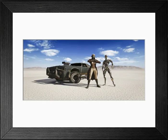 Framed Print : android, arms crossed, blue sky, car, cloud, color image, concept, confident, copy space