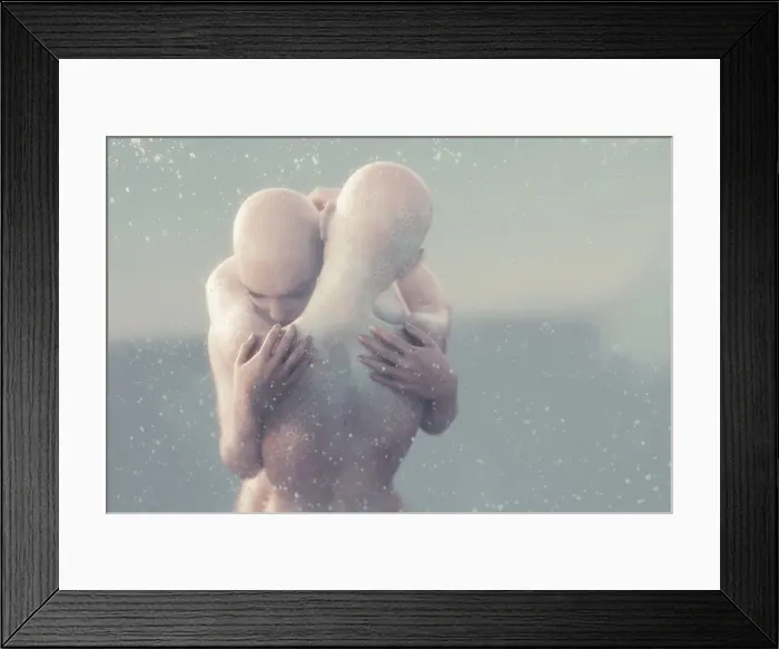 Framed Print : affection, android, bald, bonding, bubble, close up, cold, color image, comforting Framed Print : affection, android, bald, bonding, bubble, close up, cold, color image, comforting