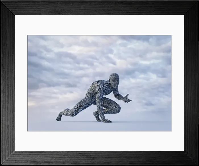 Framed Print : carbon, cloud, color image, concept, copy space, crouching, day, digital composite Framed Print : carbon, cloud, color image, concept, copy space, crouching, day, digital composite