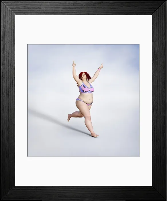 Framed Print : barefoot, bikini, body image, brunette, carefree, color image, concept, copy space