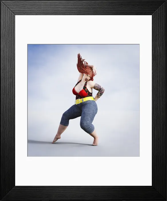 Framed Print : barefoot, carefree, color image, concept, confident, copy space, dancing, day, digital composite