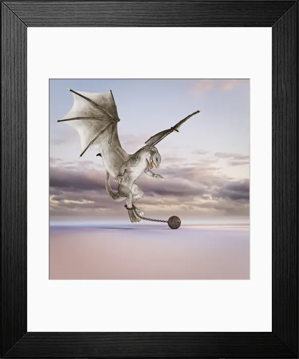 Framed Print : animals, ankle, ar, augmented reality, ball, ball and chain, chain, cloud, color image