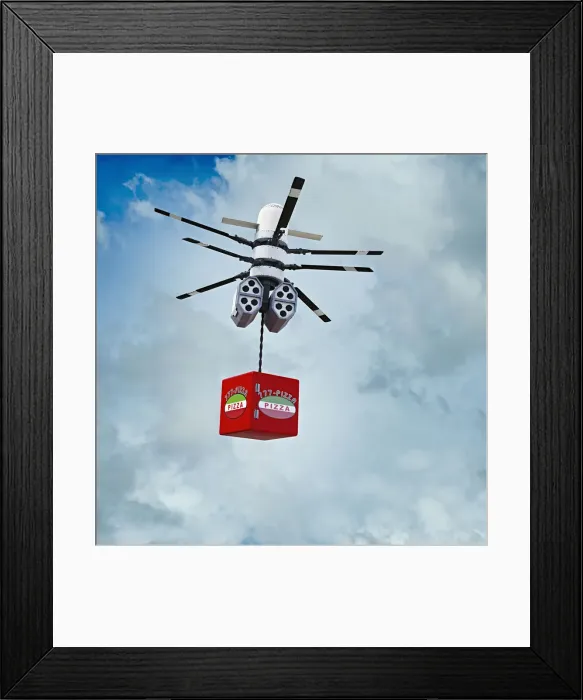 Framed Print : aerial view, ar, augmented reality, box, cloud, color image, concept, copy space