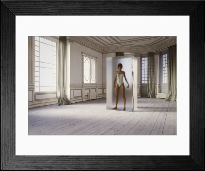 Framed Print : alone, ar, augmented reality, brunette, cold, color image, concept, confinement, conformity