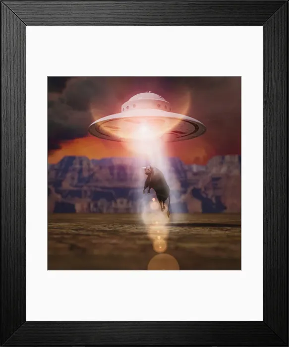 Framed Print : abduction, alien, animals, ar, augmented reality, beam, beaming, bizarre, bull, color image Framed Print : abduction, alien, animals, ar, augmented reality, beam, beaming, bizarre, bull, color image