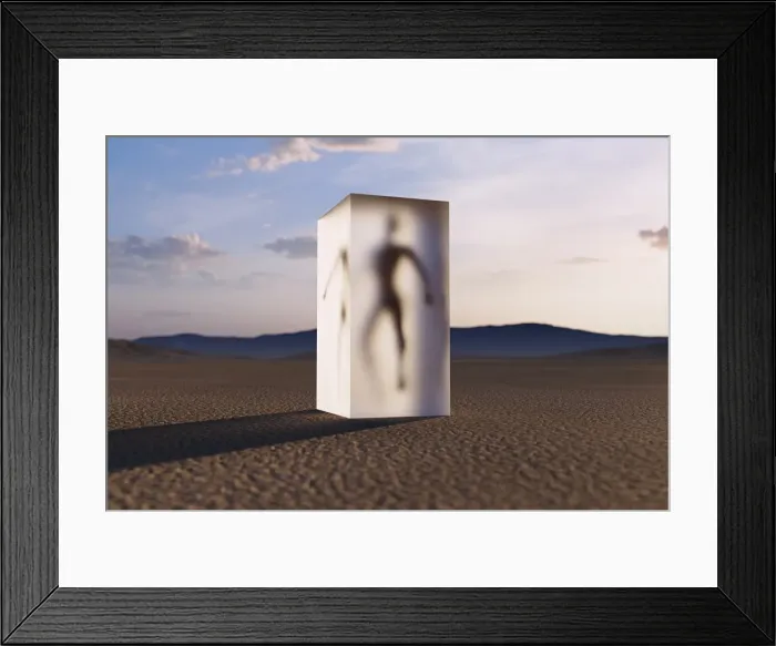 Framed Print : alone, ar, arid climate, augmented reality, bizarre, block, cloud, cold, color image