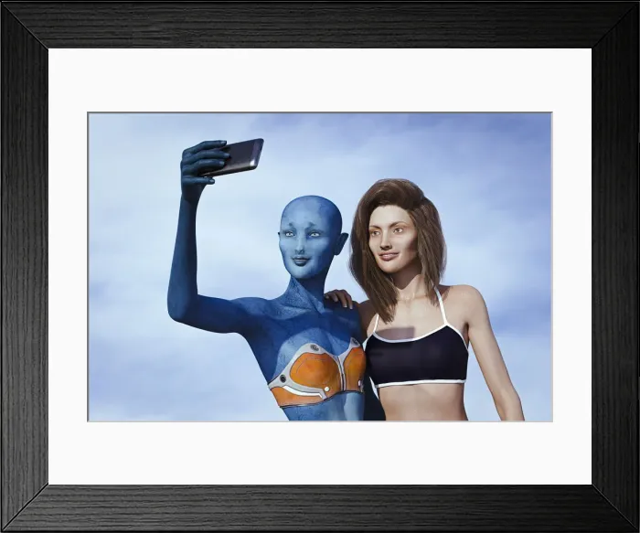 Framed Print : access, alien, ar, augmented reality, blue, brunette, candid, cell phone, cloud, color image Framed Print : access, alien, ar, augmented reality, blue, brunette, candid, cell phone, cloud, color image