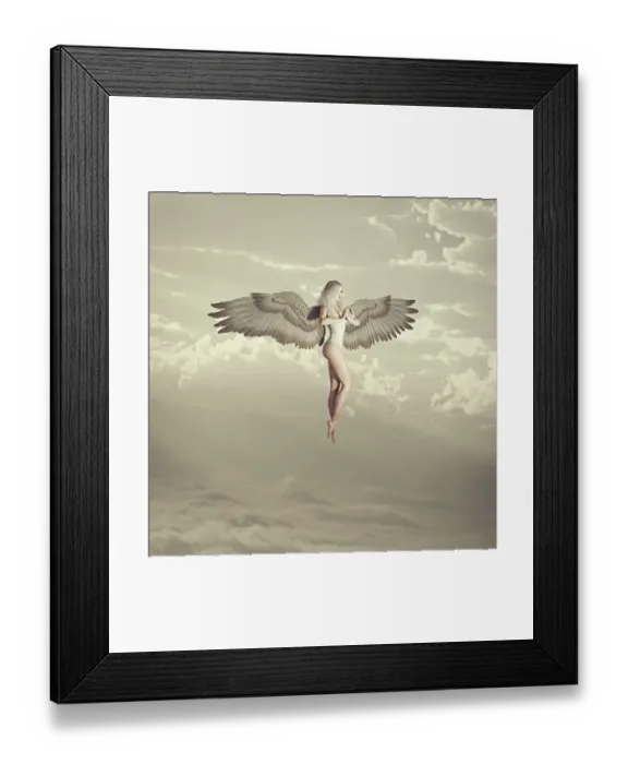 Framed Print : angel, angelic, ar, augmented reality, blonde hair, cloud, color image, concept, copy space