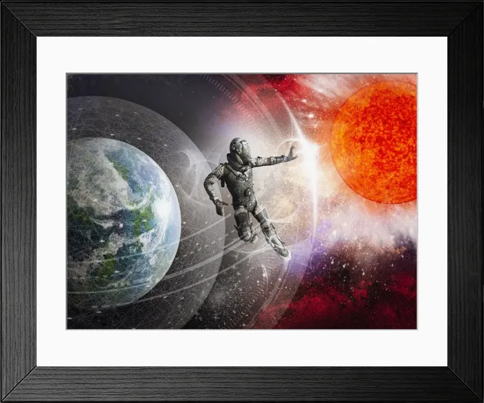 Framed Print : ar, astronaut, augmented reality, climate change, color image, concept, cyberspace