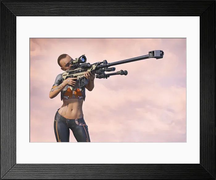 Framed Print : accuracy, aim, aiming, ar, augmented reality, brunette, cloud, color image, concept
