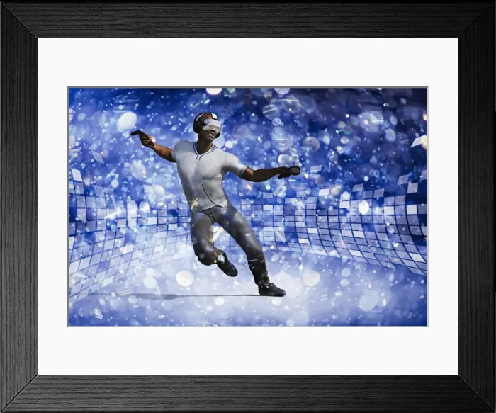 Framed Print : action, ar, augmented reality, color image, concept, cyberspace, dancing, digital