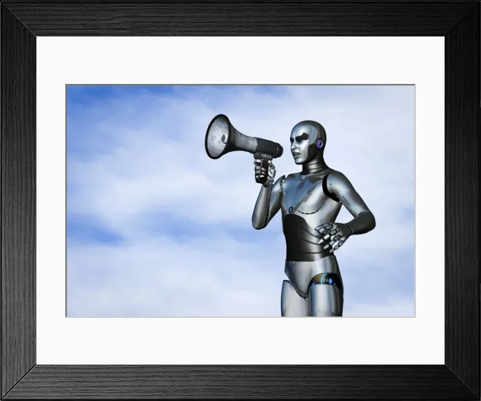 Framed Print : ai, ar, artificial intelligence, attention, augmented reality, boss, bullhorn, cloud