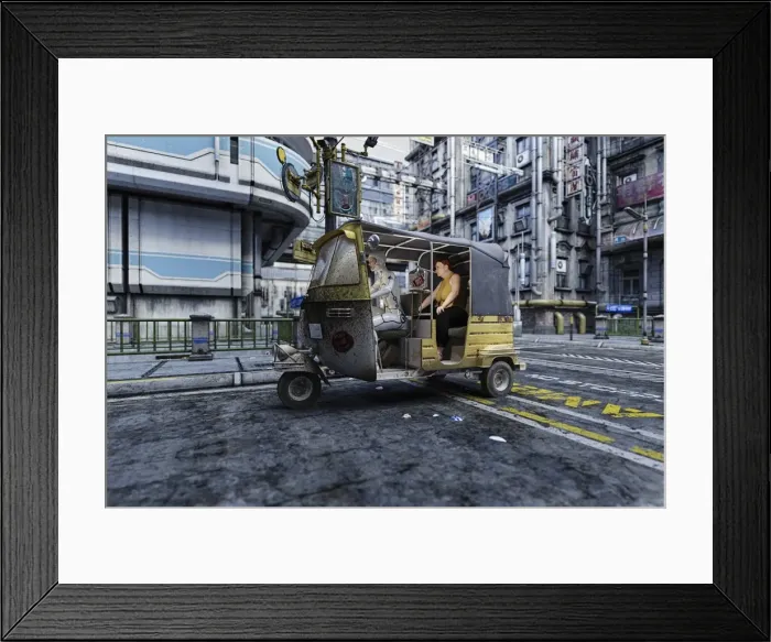 Framed Print : ai, ar, artificial intelligence, asia, augmented reality, auto rickshaw, city, color image