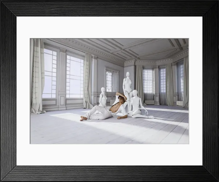 Framed Print : ai, ar, artificial intelligence, augmented reality, bare chest, brunette, color image