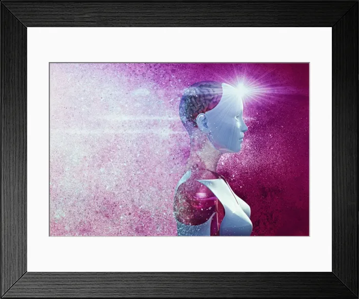 Framed Print : ai, anatomy, ar, artificial intelligence, augmented reality, brain, close up, color image