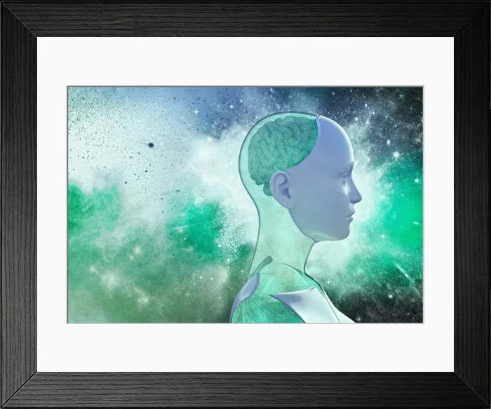 Framed Print : ai, anatomy, ar, artificial intelligence, augmented reality, brain, close up, color image