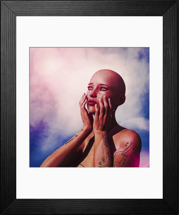 Framed Print : ai, ar, artificial intelligence, augmented reality, bald, close up, cloud, color image