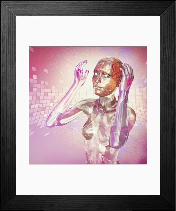 Framed Print : ai, anxiety, ar, artificial intelligence, augmented reality, brain, cautious, close up Framed Print : ai, anxiety, ar, artificial intelligence, augmented reality, brain, cautious, close up