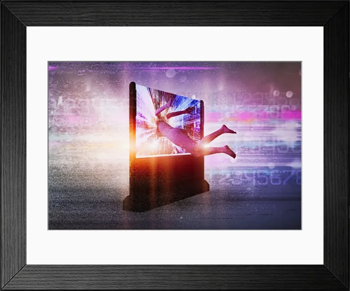 Framed Print : access, barefoot, color image, communication, computer graphic, concept, connection