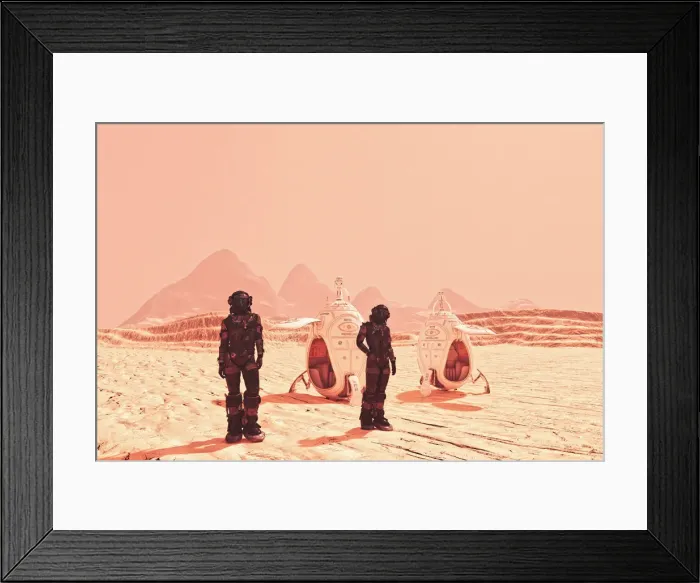 Framed Print : arid climate, arriving, astronaut, atmosphere, beach, cloud, color image, computer graphic