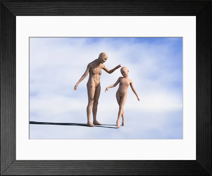 Framed Print : admiring, age, ai, android, artificial intelligence, augmented reality, barefoot
