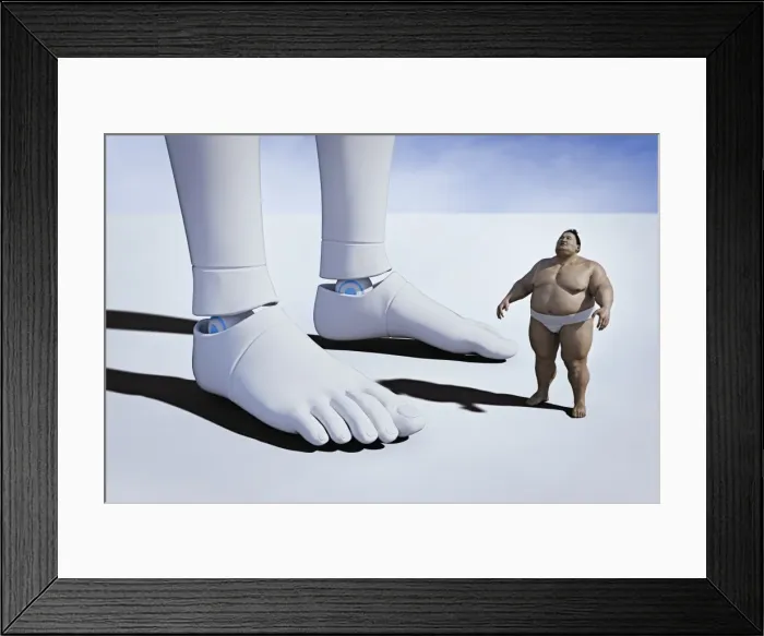 Framed Print : against the odds, ai, android, artificial intelligence, augmented reality, barefoot