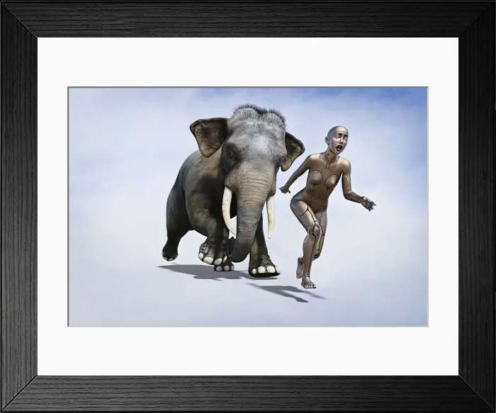 Framed Print : afraid, ai, android, angry, animals, artificial intelligence, attacking, augmented reality