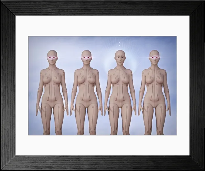 Framed Print : ai, alone in crowd, android, artificial intelligence, augmented reality, bald, bionic