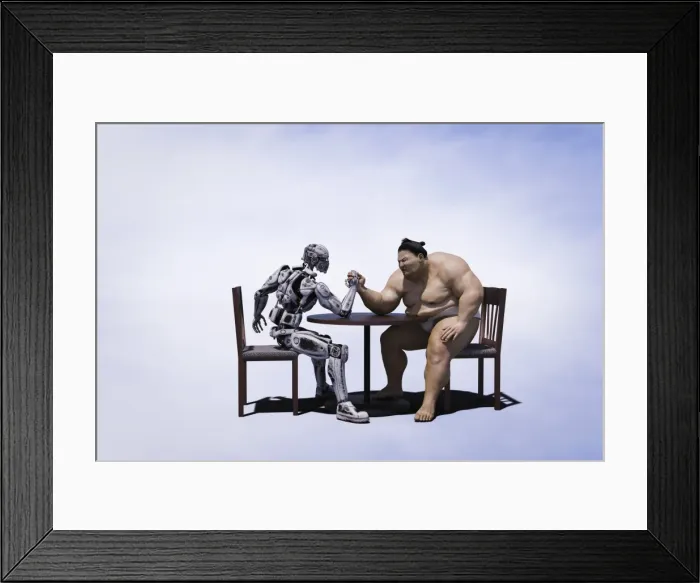 Framed Print : adversity, ai, android, arm, arm wrestling, artificial intelligence, augmented reality