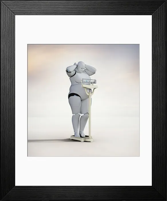 Framed Print : Robot Woman Weigh In