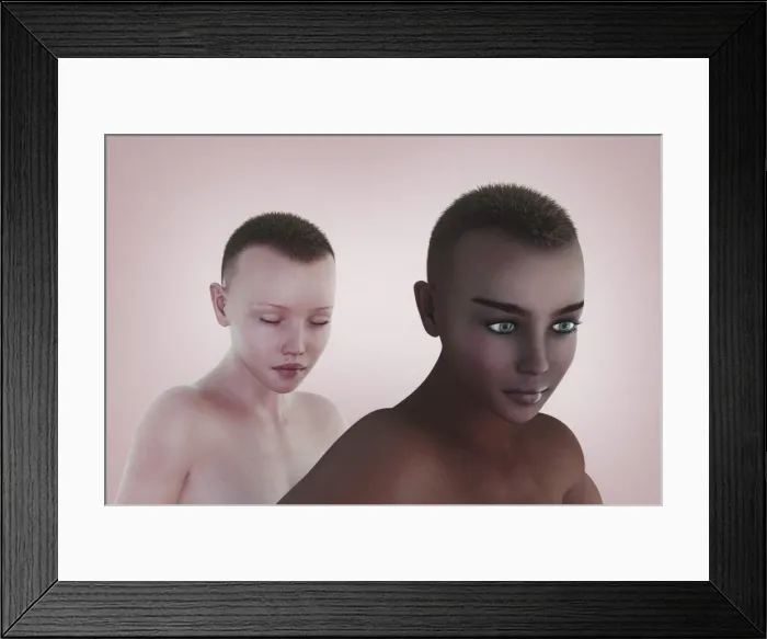 Framed Print : black, black hair, close up, color, color image, concept, cut out, different, digital composite Framed Print : black, black hair, close up, color, color image, concept, cut out, different, digital composite