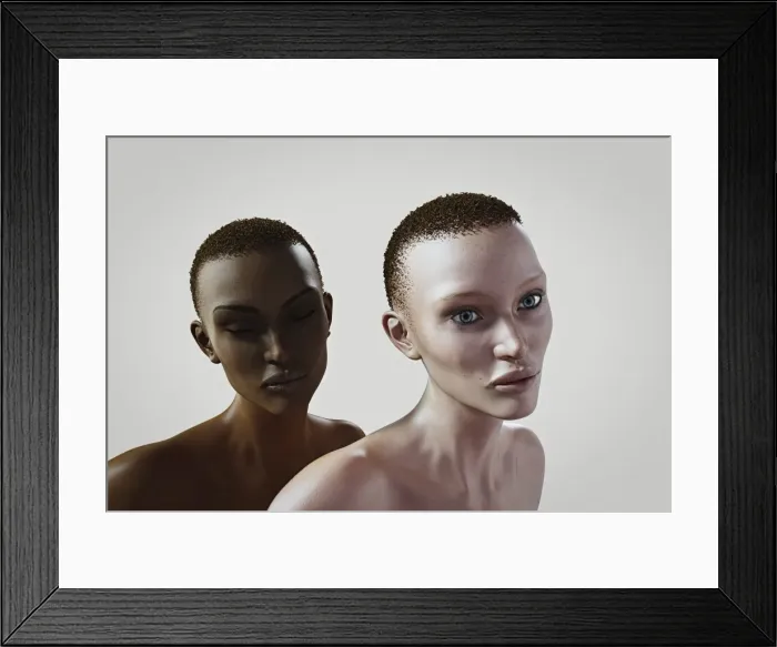 Framed Print : black, black hair, close up, color, color image, concept, cut out, differences, different Framed Print : black, black hair, close up, color, color image, concept, cut out, differences, different