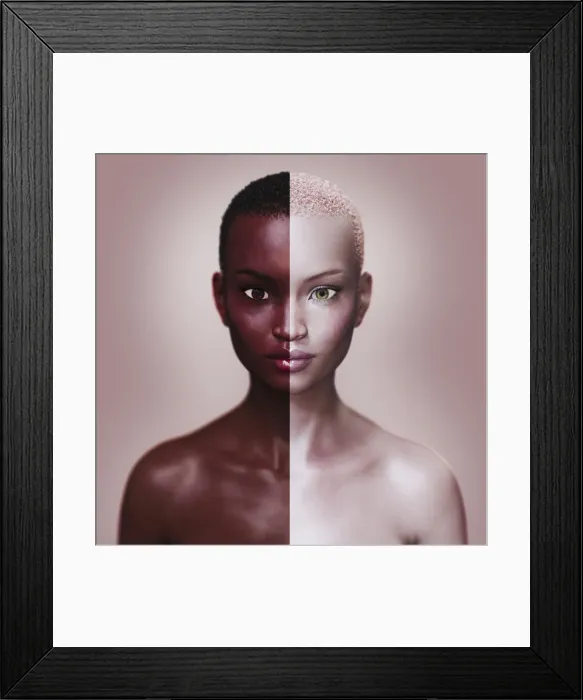 Framed Print : black, close up, color, color image, concept, confident, contrasts, copy space, cut out