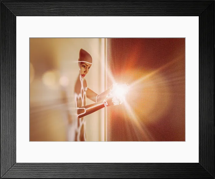 Framed Print : android, beam, color image, concept, copy space, cyberspace, cyborg, digital composite Framed Print : android, beam, color image, concept, copy space, cyberspace, cyborg, digital composite