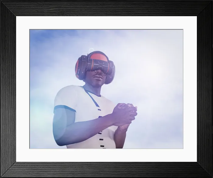 Framed Print : close up, cloud, color image, concept, confident, copy space, cyberspace, day, digital composite