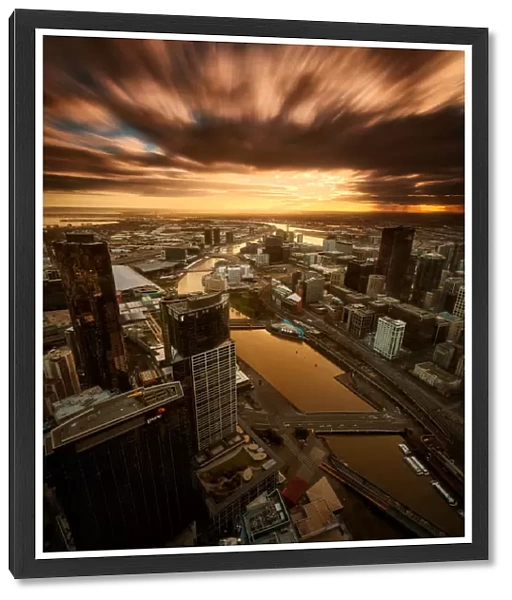 Melbourne City From Above (Sunset)