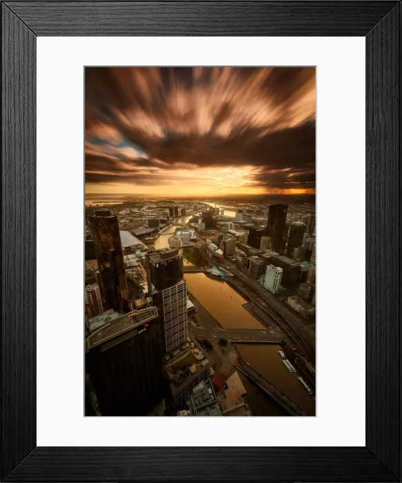 Framed Print : Melbourne City From Above (Sunset)