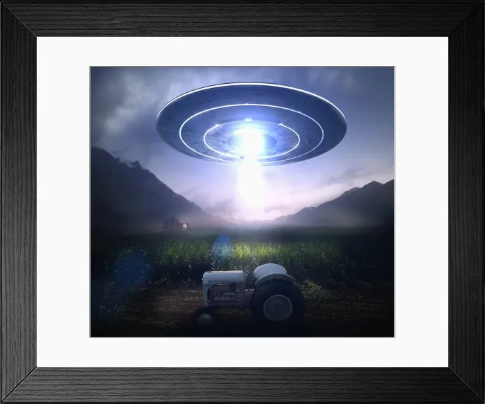 Framed Print : abduction, agriculture, alien, beam, circle, color image, concept, connection, contact