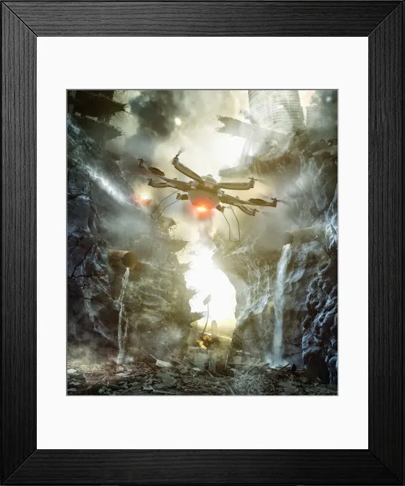 Framed Print : access, act of god, aid, air drone, assistance, aviation, city, cloud, color image
