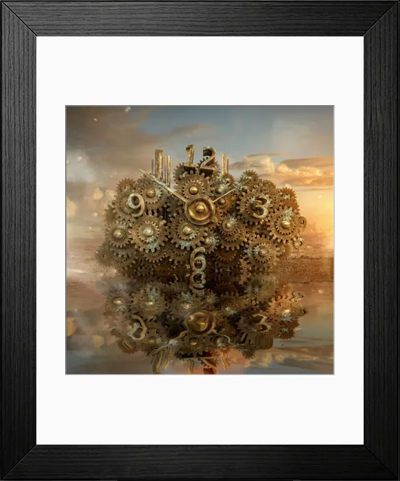 Framed Print : australia, business, challenge, chaos, clock, cloud, cog, color image, complexity